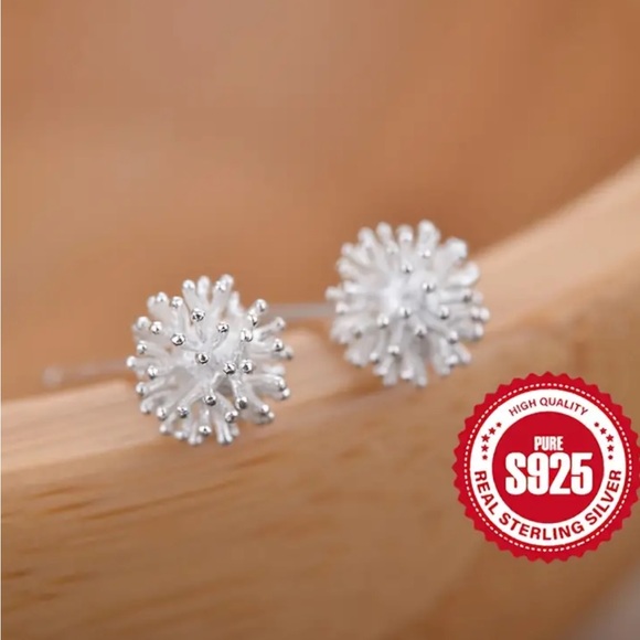 Sterling Silver Dandelion Stud Earrings - Picture 3 of 5